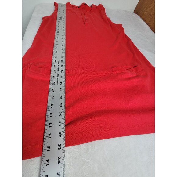 Lauren Ralph Lauren Red Sleeveless Cover Up Tunic Dress w/ Side Button Pockets - Picture 6 of 7